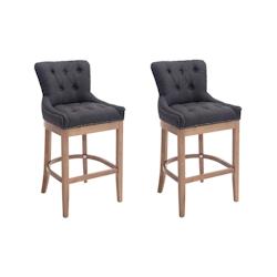 CLP Lot de 2 Tabourets de Bar Lakewood en Tissu Gris foncé/Antique clair - gris textile 304583_0