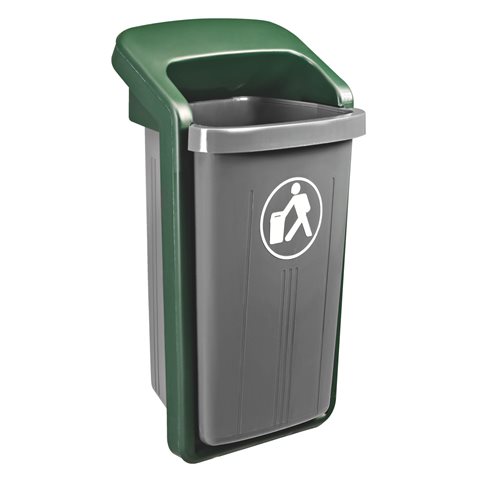 CORBEILLE MURALE 50 LITRES EXTÉRIEUR GRISE BERCEAU VERT - SULO