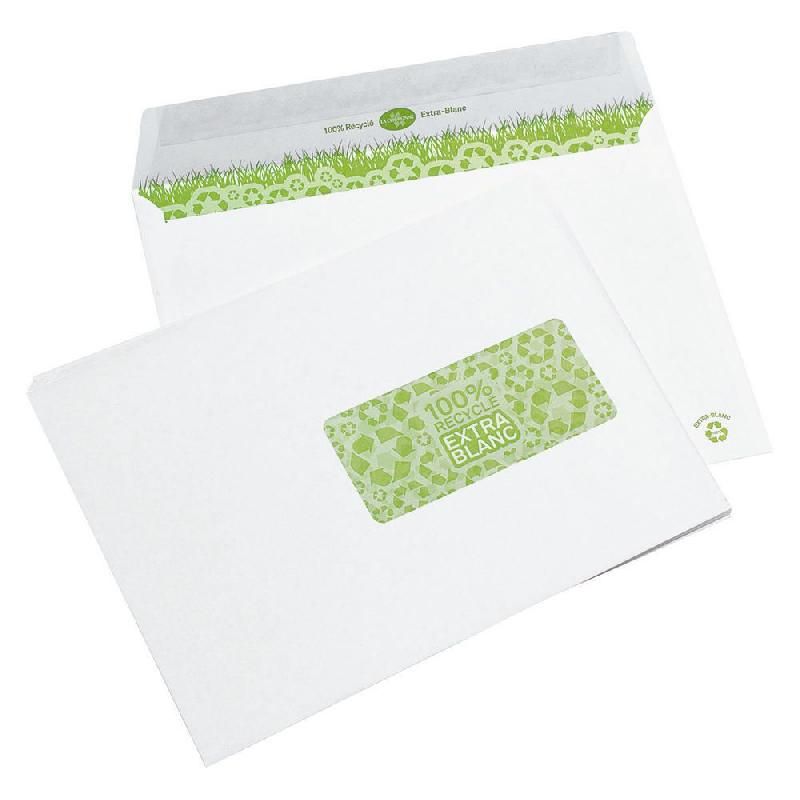 COURONNE BOÎTE DE 500 ENVELOPPES AVEC FENÊTRE - AUTO-ADHÉSIVES - PAPIER RECYCLÉ - 162 X 229 MM (90 G/M²) - COULEUR BLANC