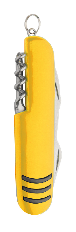 Couteau multifonctions en inox - 9 fonctions - Couleur jaune - 53g_0