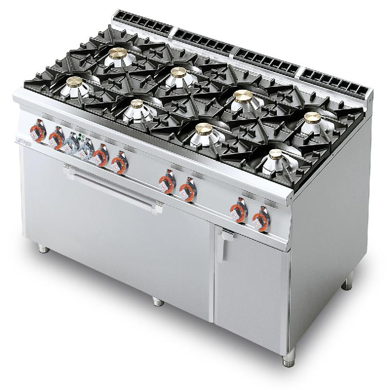 Cuisinière gaz 8 feux à flamme pilote avec four maxi électrique statique, structure inox, 160x90x90 cm, Modèle CF6-912GEV - 1968_0