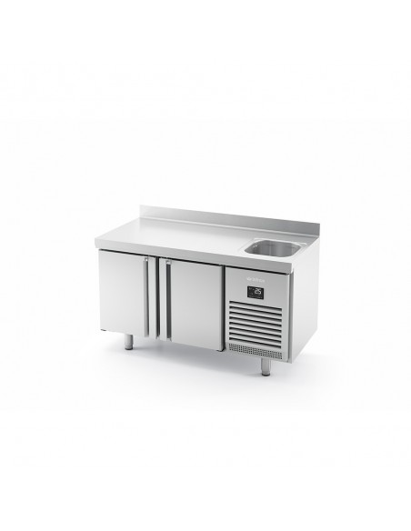 Desserte positive 2 portes avec évier - INFRICO BMPPF1500 II - inox AISI 304, température -2°C à +8°C_0
