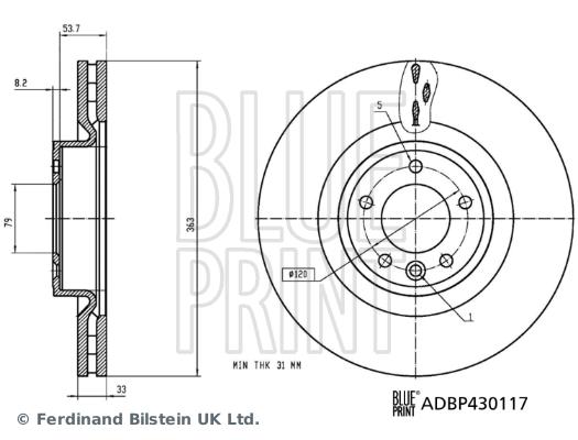 Disque de frein Blue Print ADBP430117 - avant - ventilé de l'intérieur_0