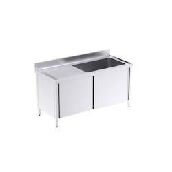 Distform Plonge Inox avec Bâti et Portes 1 Bac à Droite Gamme 700 - 0641094295493_0