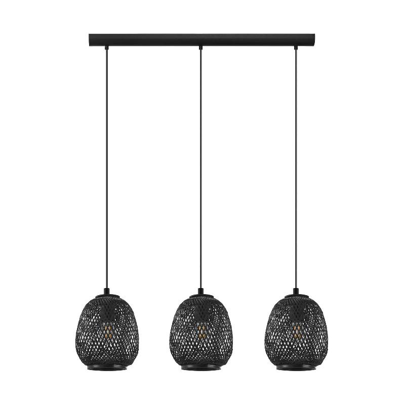 EGLO SUSPENSION DEMBLEBY À 3 LAMPES, NOIRE