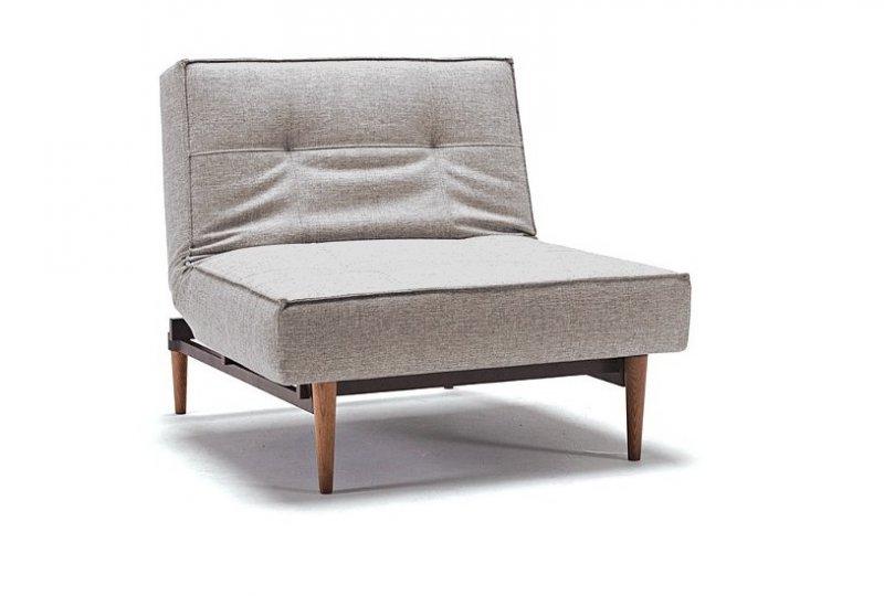 Innovation Living - Fauteuil Splitback Styletto Convertible Lit 90x115 cm - Pieds fuseau noyer - Tissu Mixed Dance Grey_0