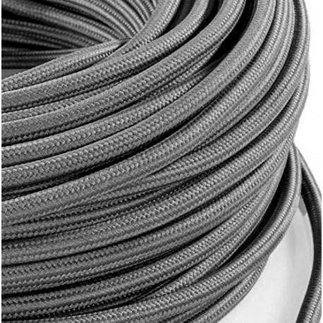 Fil électrique tissé gris vintage - Look rétro en tissu - Vendu au mètre_0