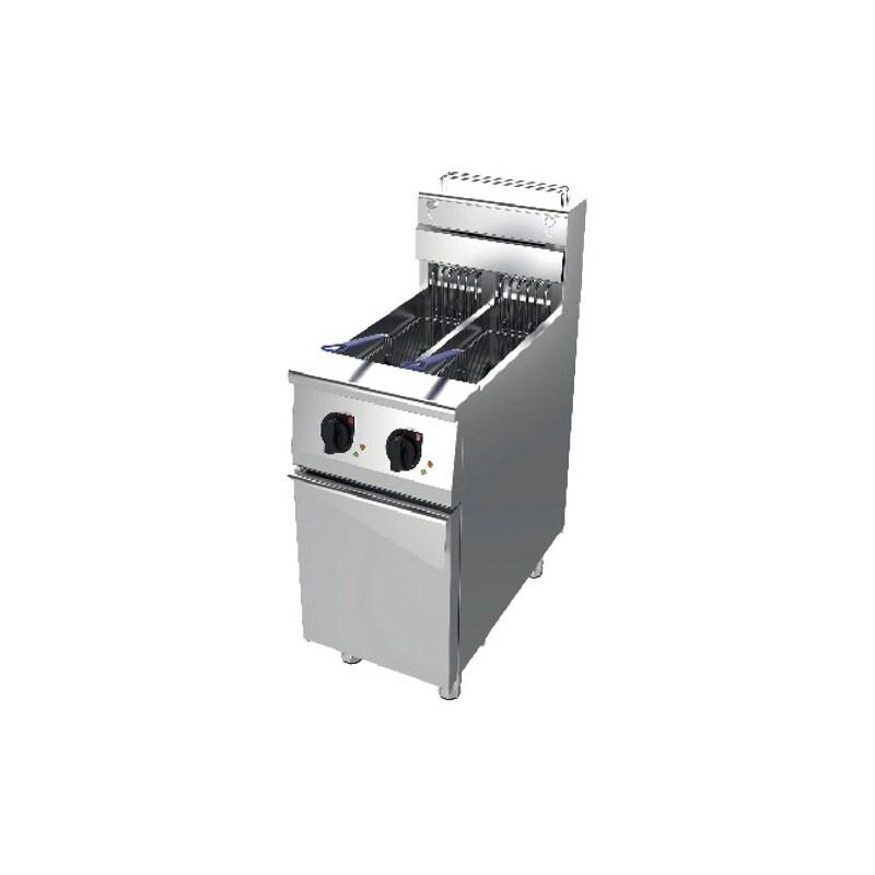 Friteuse électrique à 2 cuves de 12,5 litres sur meuble avec porte 420x832x850 mm - VIRTUS - 0615402398442_0