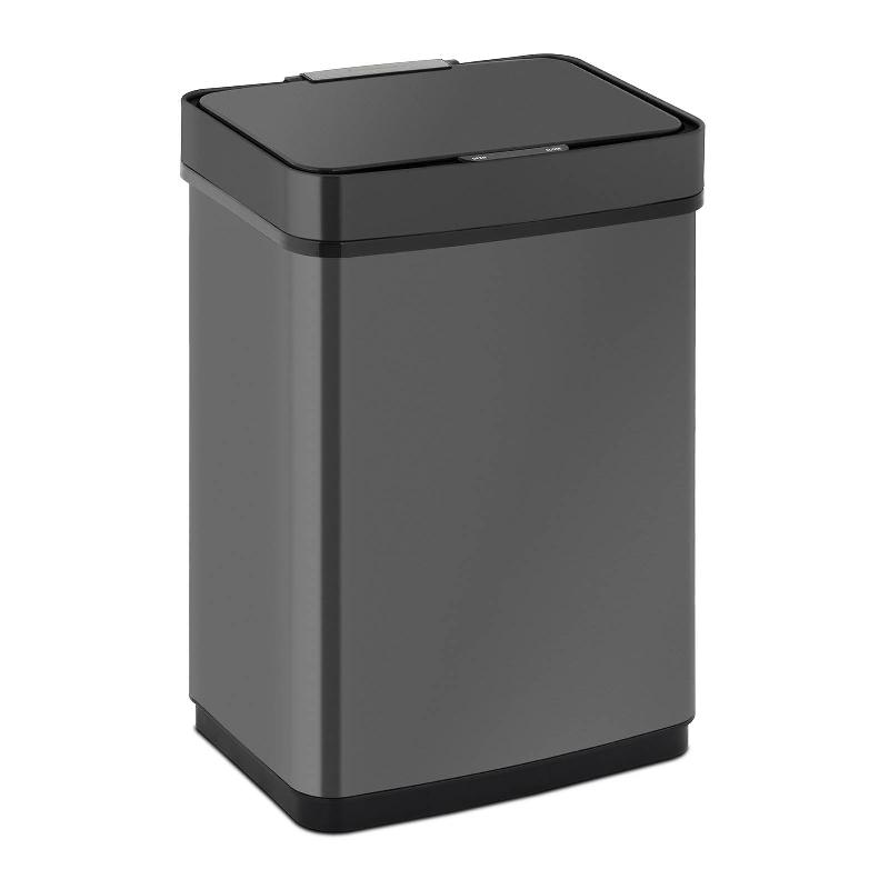 FROMM & STARCK - Poubelle automatique rectangulaire 50L à capteur de mouvement sans contact, LED, portée 30 cm, piles, inox/ABS - Cuisine, salle de bain, chambre (14_0004473)_0