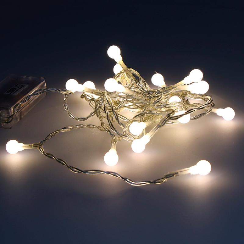 Guirlande Fixe À Piles 20 Leds Sphériques 8Mm Lumière Blanc Chaud 2.3M - multicolore multi-matériau 8781586703111_0