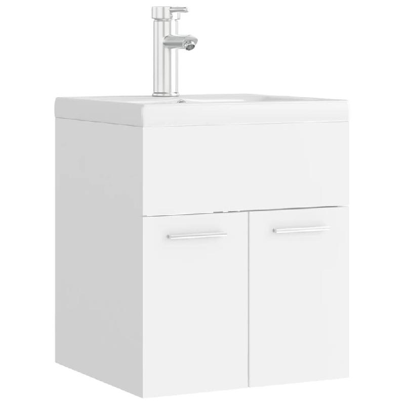 Helloshop26 - Armoire d'évier avec lavabo intégré 41 x 38,5 x 46 cm aggloméré blanc 02_0006430 - blanc 3000357282729_0