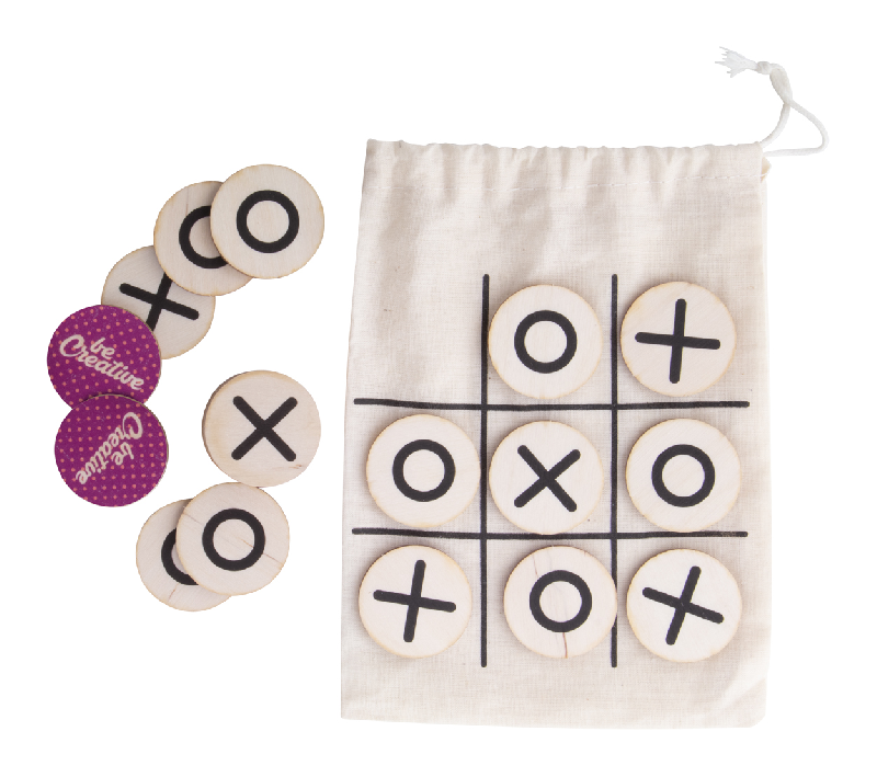 Jeu de morpions sur mesure en bouleau contreplaqué - 10 jetons avec impression couleur et pochette en coton_0