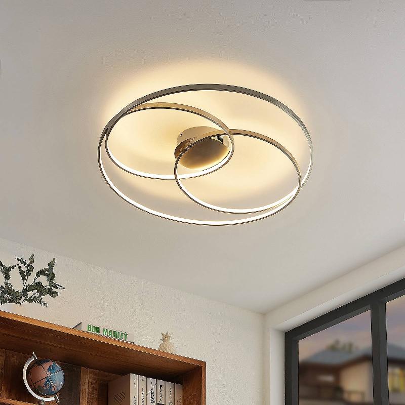 LINDBY PLAFONNIER LED KATERYNA, NICKEL, Ø 80 CM, INTENSITÉ VARIABLE