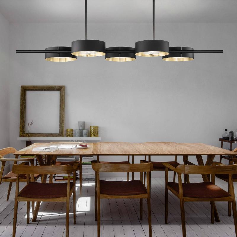 MASIERO SUSPENSION LED SOUND, À 5 LAMPES, NOIR, UP-&DOWNLIGHT