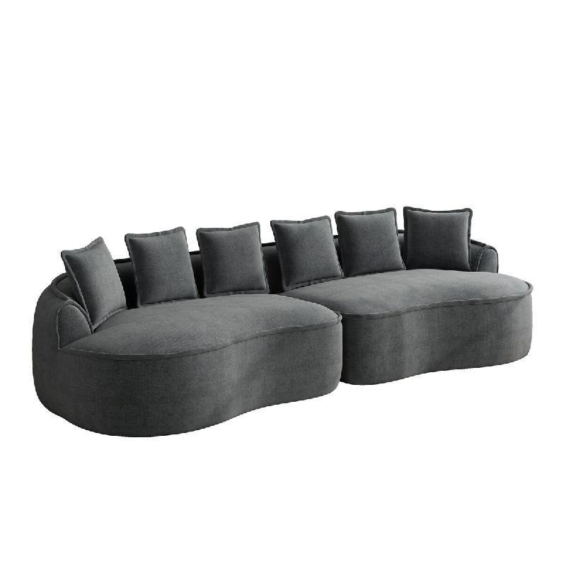 Merax Chenille Canapé 4 places, canapé nuage modulable sans cadre, assise extra profonde et extra large, avec coussins, gris - W3325S00288_0