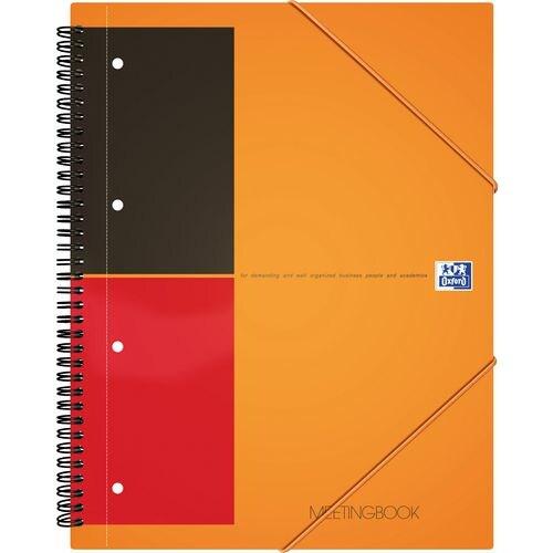 Oxford Lot de 5 Cahier Meetingbook rel. Intégrale A4+ 160p./80 feuilles 80g/m², ligné 6mm, avec chem. Intégrée - orange QXF 357001702_0