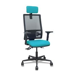 Piqueras y Crespo Silla Bormate asincro malla negra asiento bali turquesa brazos 2D ruedas 65mm cabecero regulable - bleu multi-matériau 405ASM840B39_0