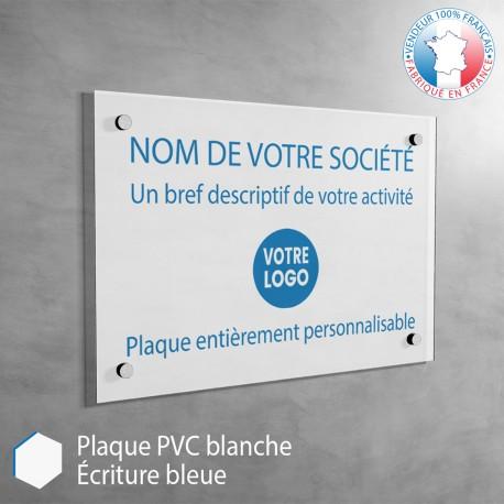 Plaque professionnelle en pvc blanc (écriture bleue) à personnaliser | 30 x 20 cm référence: 012-plaque-professionnelle-pvc_0