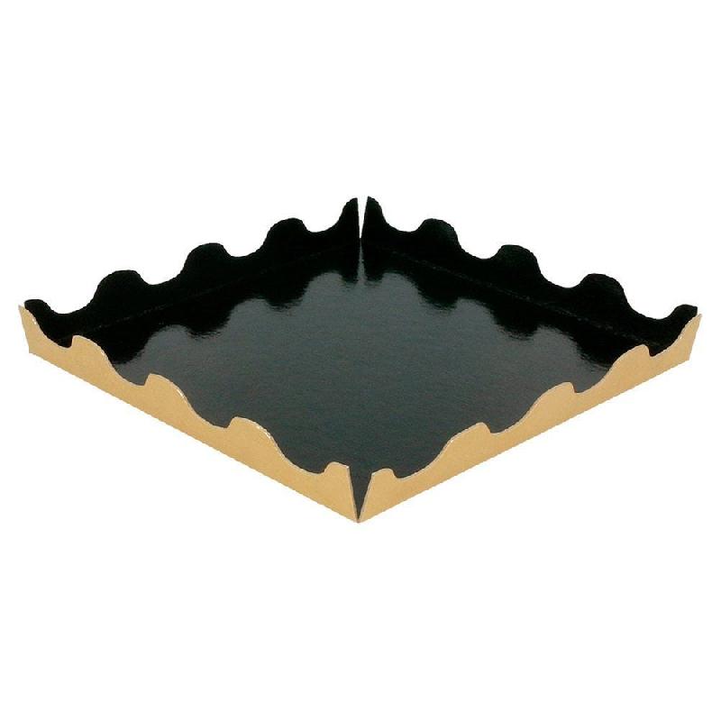 Plateau carton festonné or et noir 21x21+2cm - par 50_0