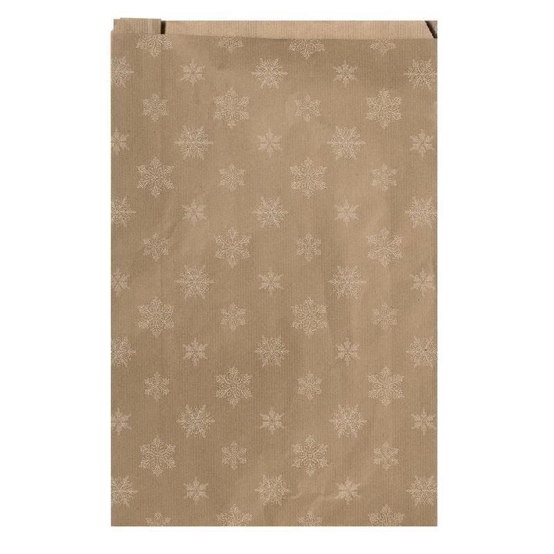 Pochettes cadeaux kraft vergé Flocons 31x8x49cm - recyclé 60g/m² - par 150_0