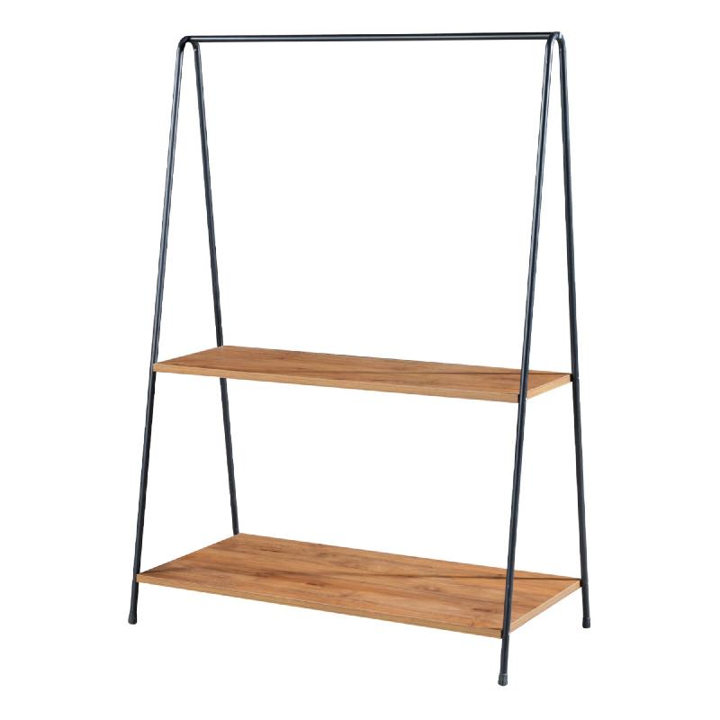 Portant à vêtements - 139 x 100 x 46 cm - effet noyer et cadre noir - modèle 03_0008129_0