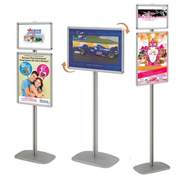 PORTE-AFFICHES CADRO-CLIC® A2 + A3 SUR PIED H 158 CM
