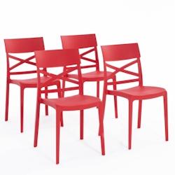 RATTATAN Set 4 Chaises en polypropylène avec fibre de verre empilables pour extérieur et jardin, bar et restaurant, cuisine design moderne - MARTINA_0