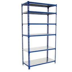 SimonRack Etagère métallique sans vis Simonclick 6 plateaux de 180 kgs par plateau couleur BLEU/GALVA 2500x900x500 mm (haut x largeur x profondeur)_0