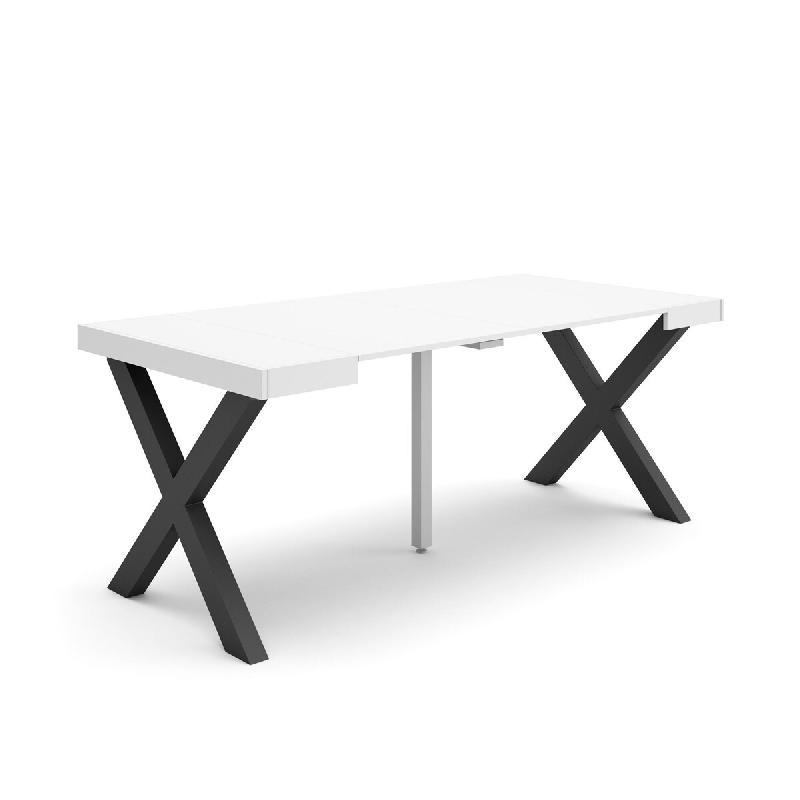SKRAUT HOME Table console extensible, 180, Pour 8 personnes, Pieds bois massif, Blanc - blanc Bois manufacturé 231_7_0