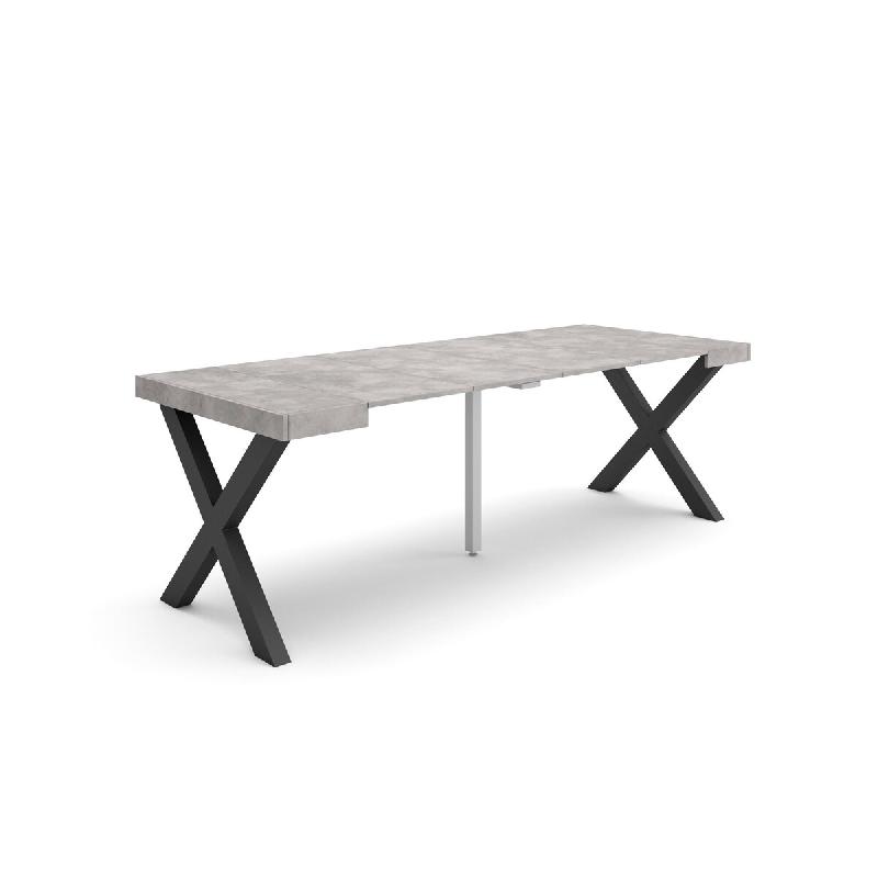 SKRAUT HOME Table console extensible, 220, Pour 10 personnes, Pieds bois massif, Ciment - gris Bois manufacturé 289_18_0