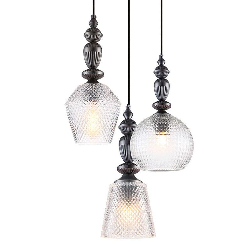 VIOKEF SUSPENSION EN VERRE TALISA À 3 LAMPES