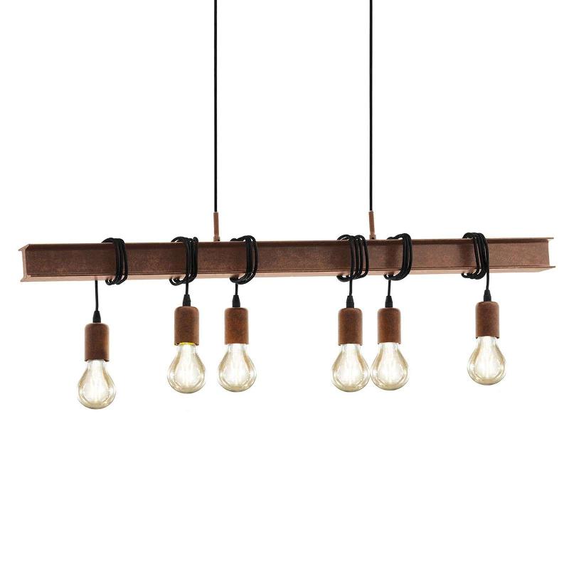 EGLO SUSPENSION TOWNSHEND 4 EN BRUN FONCÉ