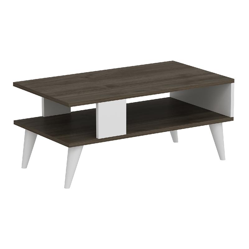 Table basse avec espace de rangement - 40 x 90 x 45 cm - effet noyer/blanc - référence 03_0008464_0