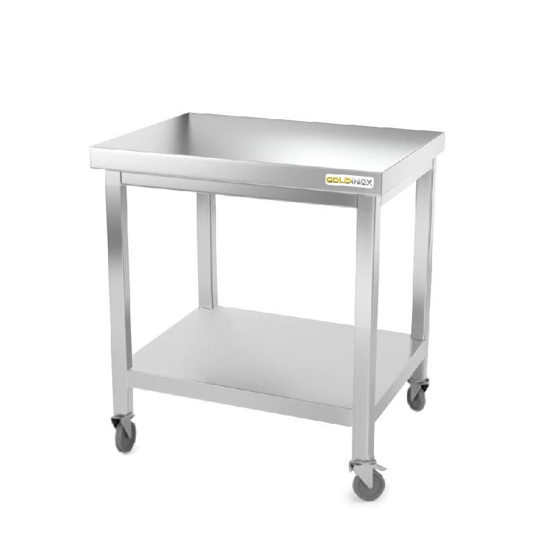 Table de travail en inox 600 x 500 mm sur roulettes / GOLDINOX - gris inox 3701770802203_0