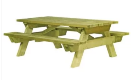 Table pique-nique BERLIN - En pin du Nord traité autoclave classe IV - 10580 - certifié FSC - 200 cm - à sceller_0