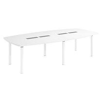 Table tonneau antibactérien plateau blanc 10 personnes L 280 x P 140 cm - Frégate - piétement blanc_0