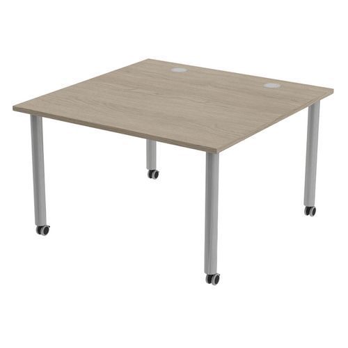 TABLE TUBO ROULETTES 120 X 120 CM CHÊNE GRIS ALU - MBA