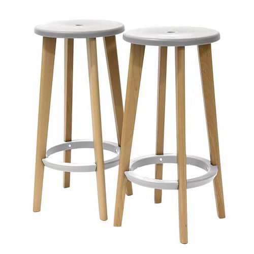 TABOURETS WOODY PIED HÊTRE ASSISE BLANCHE - MEET BY PAPERFLOW