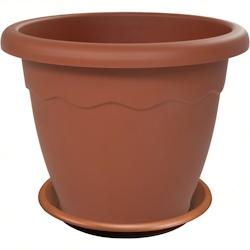 Vase rond Ø 35 x 27 cm (hauteur) + soucoupe - orange plastique 8050054387734_0