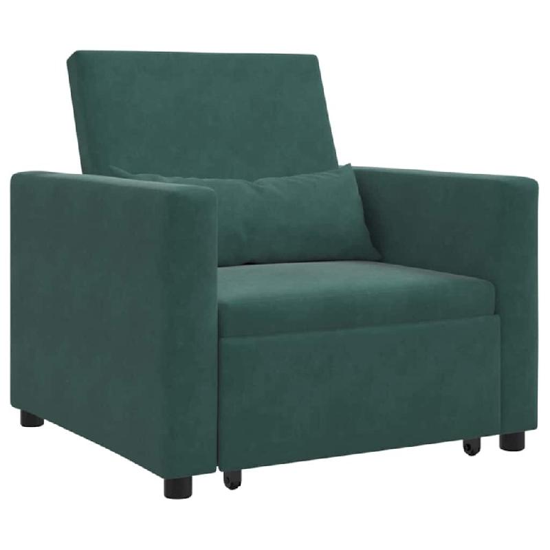 VidaXL Canapé-lit escamotable simple Vert foncé 90 x 165 x 87 cm Modèle Mervoria - 8721158862068_0