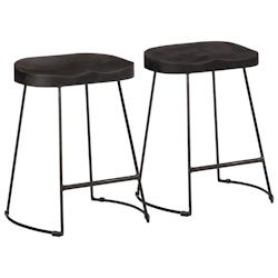 VidaXL Tabourets De Bar Lot De 2 Noir 46x38x52 Cm Bois Manguier Massif - noir 4013529_0