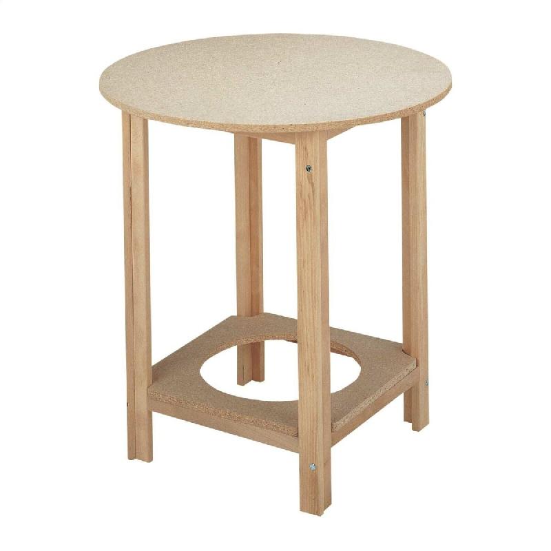 WellHome - Table basse ronde, structure en hêtre, finition sans vernis 80x80x75 cm - beige WH13330_0