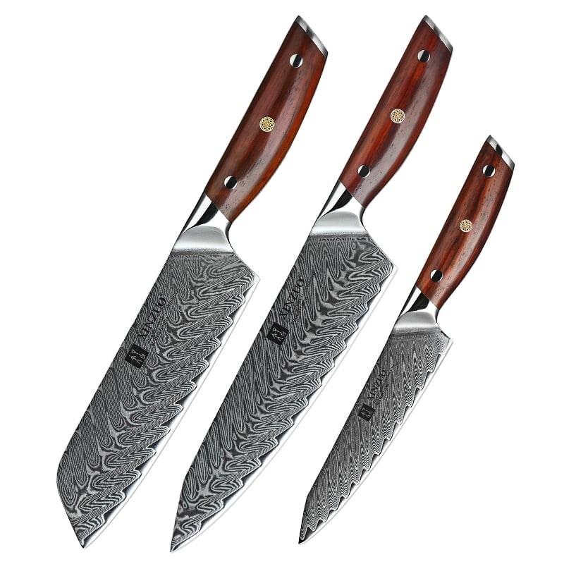 XinZuo - Set de couteaux Damas 3 pièces - Série B27 Yi - multicolore multi-matériau B27-A3_0