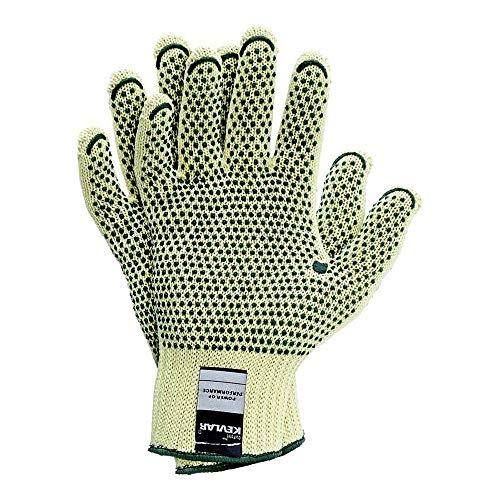 JS RJ-KEVLARDOT8 - Lot de 10 gants de protection en para-aramide Kevlar jaune/vert - Taille 8 - Résistance à la coupe et à la déchirure_0
