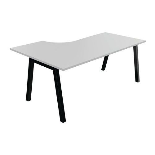 BUREAU COMPACT PARTAGE RETOUR DROIT 180 CM GRIS / NOIR - BURONOMIC