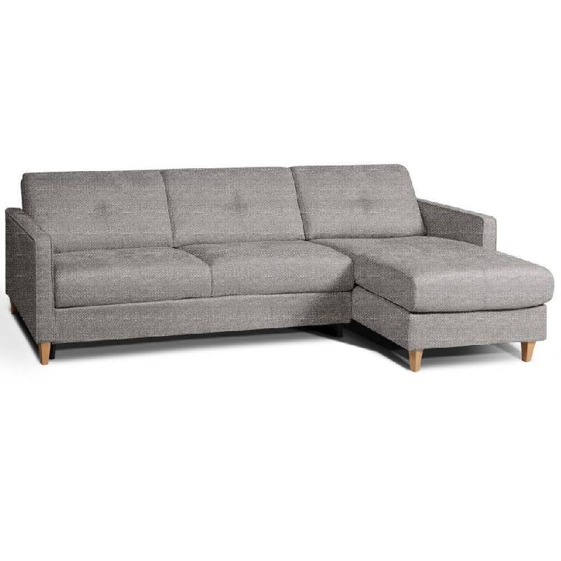 CANAPÉ D'ANGLE SCANDINAVE 140CM MATELAS 16 CM SYSTÈME EXPRESS SOMMIER LATTES RENATONISI TWEED TAUPE_0