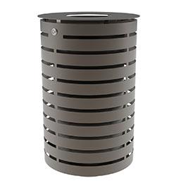Corbeille publique en acier avec seau amovible - modèle EVORA - 65L, finition peinture époxy gris martelé_0