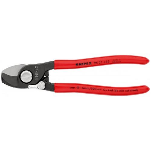 COUPE-CÂBLES CUIVRE ET ALU - LONG165MM - DIAM 15MM/50MM² - GAINAGE PVC - AVEC RESSORT KNIPEX