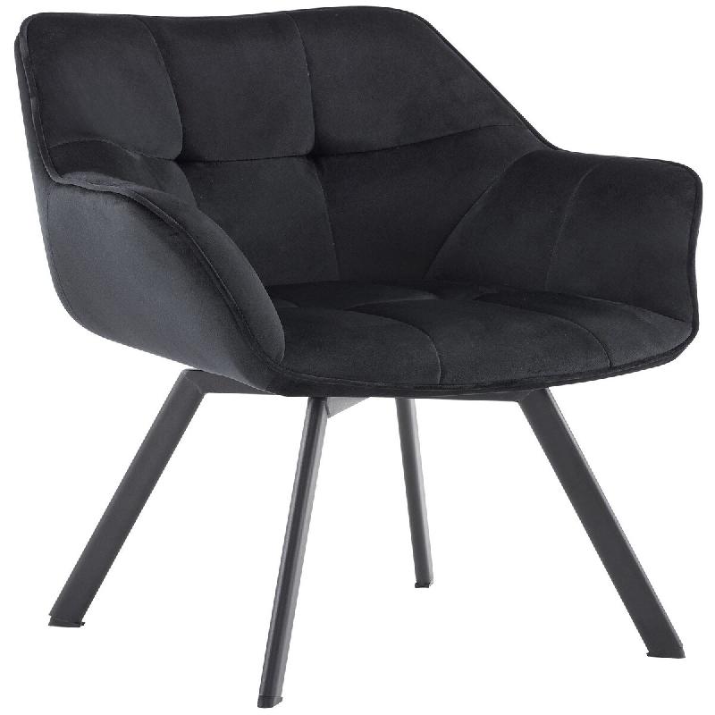 Décoshop26 - Chaise de salle à manger x1 fonction pivotante en velours noir cadre en métal noir 10_0007205 - noir métal 3000265990754_0