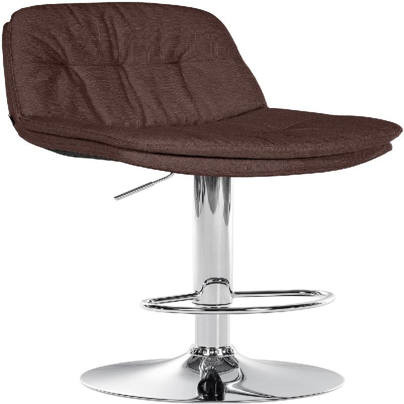 Décoshop26 - Tabouret chaise haute x1 pour cuisine et bar à assise moelleuse en tissu marron cadre en métal chromé 10_0005792 - marron métal 3000_0